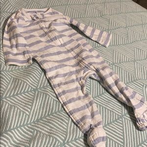 Aden and anais blue stripe muslin footie